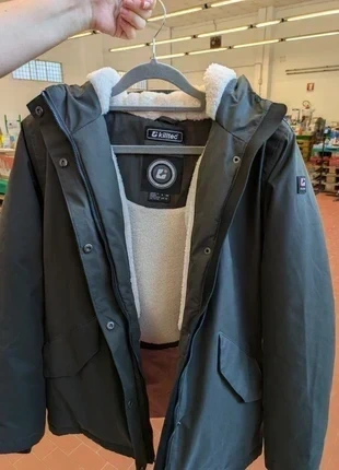 Parka/Giacca invernale Killtec nera con cappuccio in fleece/teddy